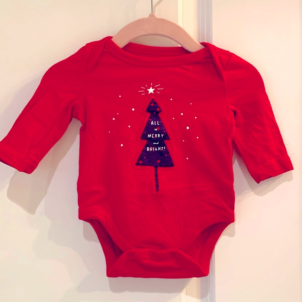 Gap Baby All Is Merry & Bright Onesie Size 0-3 Months